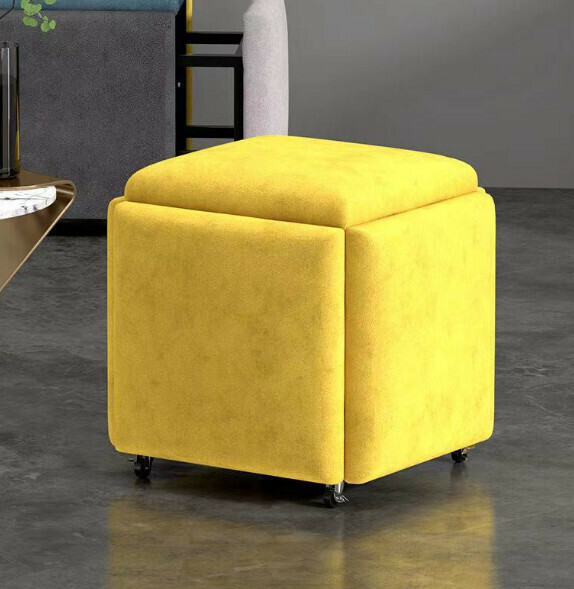 New multifunctional five-in-one combination storage stool sofa stool [(technical cloth sponge model) yellow] (size: 45*45*45cm)