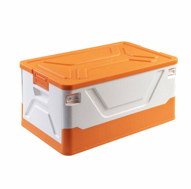 Folding storage box, organizer, car trunk, storage box (flat lid, 40 litres, orange)