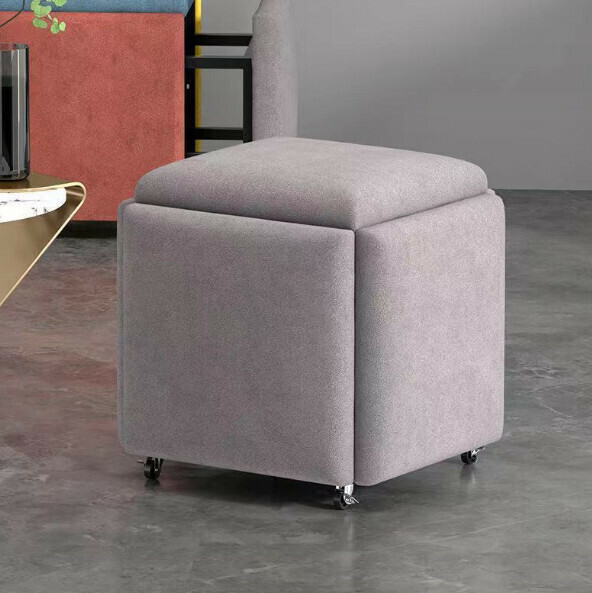 New multifunctional five-in-one combination storage stool sofa stool [(technical cloth sponge model) light gray] (size: 45*45*45cm)