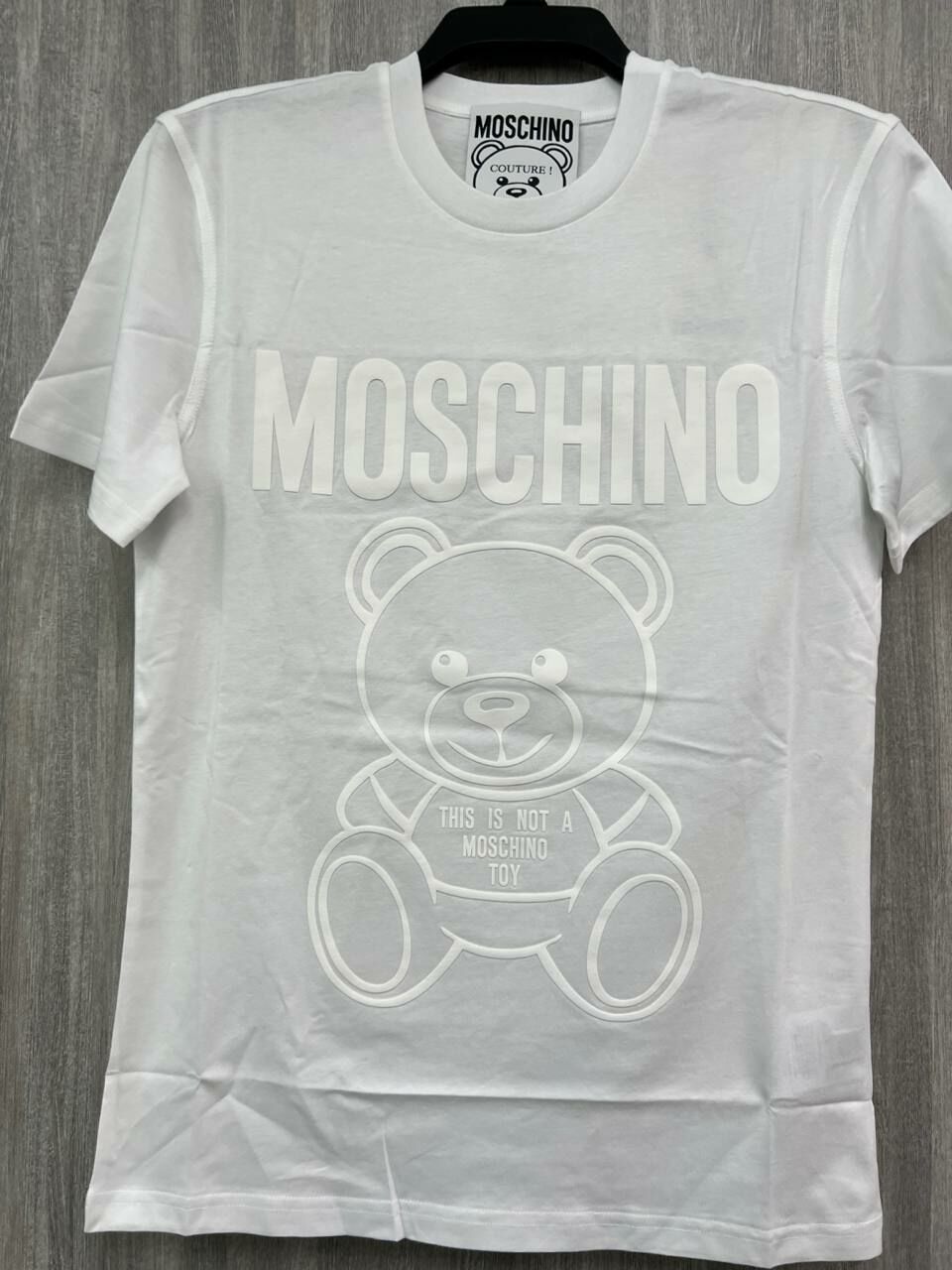[S] MOSCHINO BIG EMBROIDERED TEDDY BEAR PRINT T-SHIRT,WHITE, ZRV073020411001 (SM858)