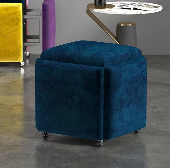 New multifunctional five-in-one combination storage stool sofa stool [(technical velvet sponge model) sapphire blue] (size: 35*35*35cm)