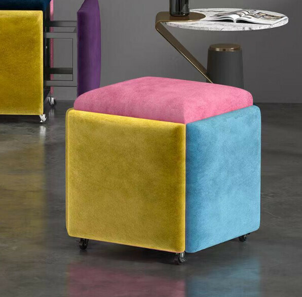 New multifunctional five-in-one combination storage stool sofa stool [(technical velvet sponge model) five-color combination] (size: 35*35*35cm)