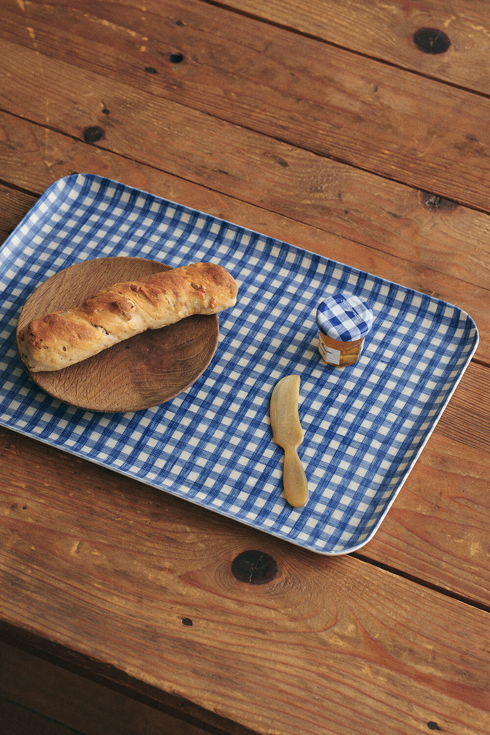 fog-亞麻面托盤L / 青藍嘉頓格紋