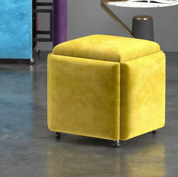New multifunctional five-in-one combination storage stool sofa stool [(technical velvet sponge model) yellow] (size: 35*35*35cm)
