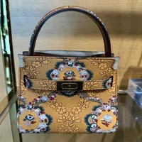 [S] TORY BURCH LEE RADZIWILL BROCADE PETITE DOUBLE BAG,SUNSET BONFIRE, 86386-818 (STB570)