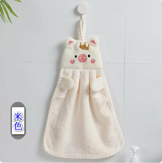 激抵（1條裝）家用可掛式擦手巾懶人抹布【米色】【規格：28*34cm】