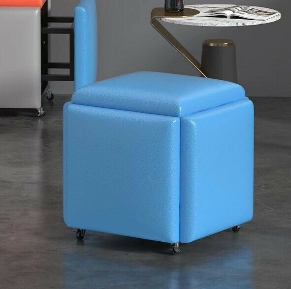 New multifunctional five-in-one combination storage stool sofa stool [(leather sponge model) blue] (size: 45*45*45cm)