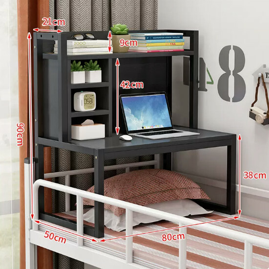 Popular space furniture bedside table computer table bed table study table [bookshelf + black shelf + blackboard] 80x50x90cm