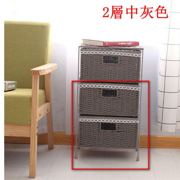 Popular Korean and Japanese furniture, bedside table, sofa side cabinet, bathroom cabinet, toy storage cabinet [2 layers medium gray] 34x23x40cm