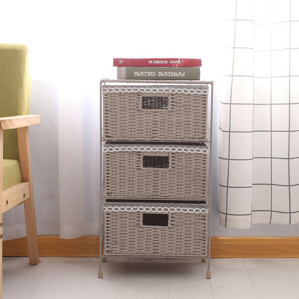 Popular Korean and Japanese furniture, bedside tables, sofa cabinets, bathroom cabinets, toy storage cabinets [3-layer light gray] 34x23x60cm
