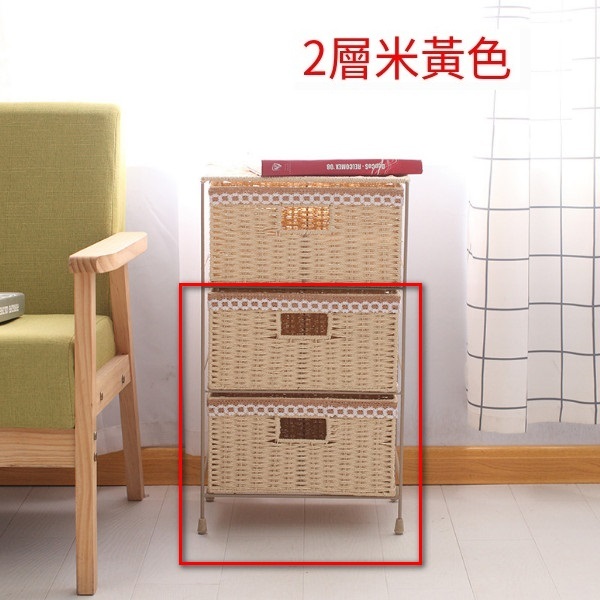 Popular Korean and Japanese furniture, bedside tables, sofa cabinets, bathroom cabinets, toy storage cabinets [2-layer beige] 34x23x40cm