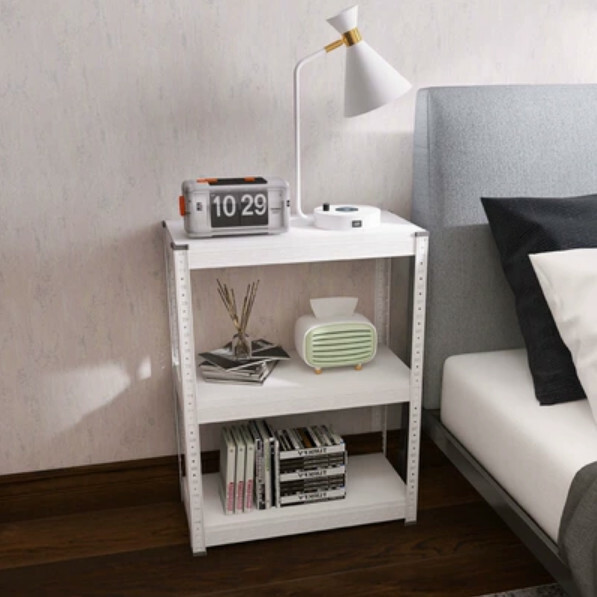 Popular iron color combination cabinet, bedside table, sofa side frame, kitchen shelf [60x30x80cm] 3 layers white