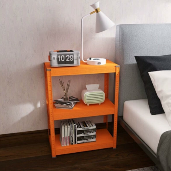 Popular iron color combination cabinet, bedside table, sofa side frame, kitchen shelf [60x30x80cm] 3 layers, orange