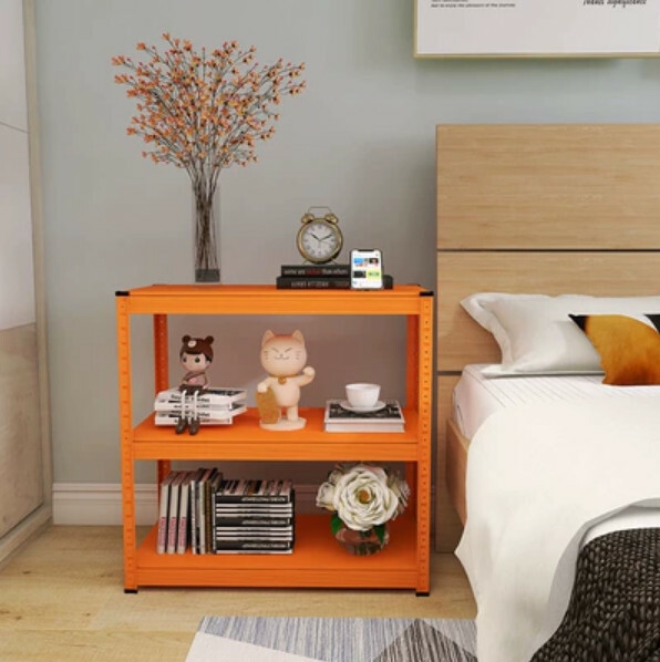 Popular iron color combination cabinet, bedside table, sofa side frame, kitchen shelf [80x40x80cm] 3 layers, orange