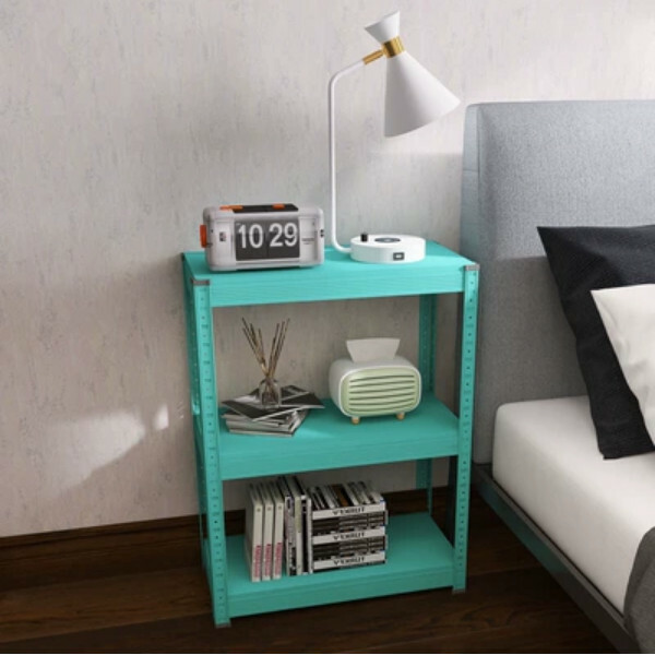 Popular iron color combination cabinet, bedside table, sofa side frame, kitchen shelf [60x30x80cm] 3 layers blue