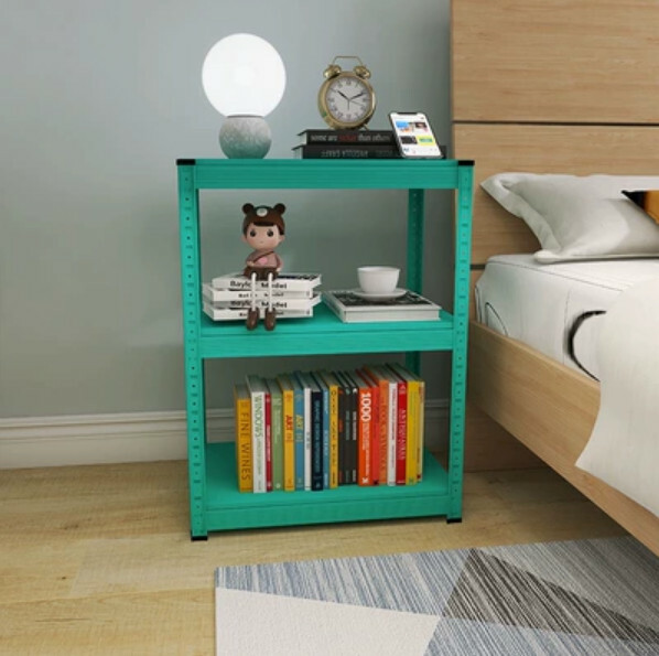 Popular iron color combination cabinet, bedside table, sofa side frame, kitchen shelf [60x40x80cm] 3 layers blue