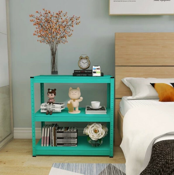 Popular iron color combination cabinet, bedside table, sofa side frame, kitchen shelf [80x40x80cm] 3 layers blue