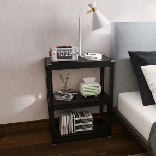 Popular iron color combination cabinet, bedside table, sofa side frame, kitchen shelf [60x30x80cm] 3 layers, black