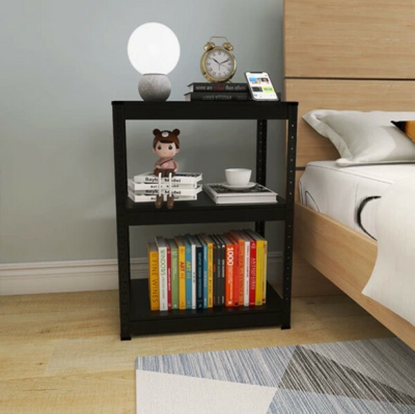 Popular iron color combination cabinet, bedside table, sofa side frame, kitchen shelf [60x40x80cm] 3 layers, black