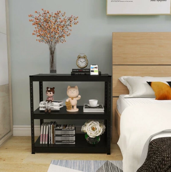 Popular iron color combination cabinet, bedside table, sofa side frame, kitchen shelf [80x40x80cm] 3 layers, black