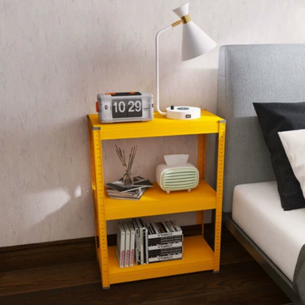 Popular iron color combination cabinet, bedside table, sofa side frame, kitchen shelf [60x30x80cm] 3 layers yellow