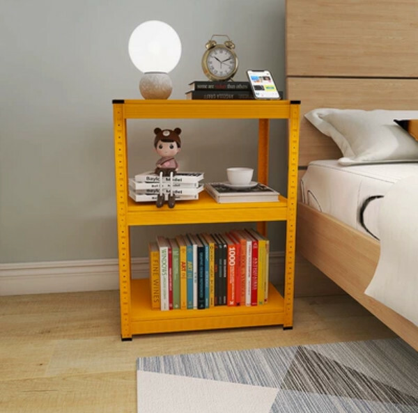 Popular iron color combination cabinet, bedside table, sofa side frame, kitchen shelf [60x40x80cm] 3 layers yellow