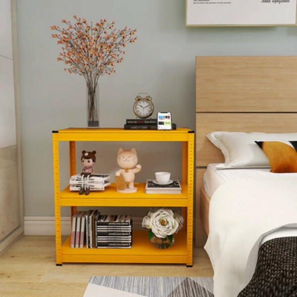 Popular iron color combination cabinet, bedside table, sofa side frame, kitchen shelf [80x40x80cm] 3 layers yellow