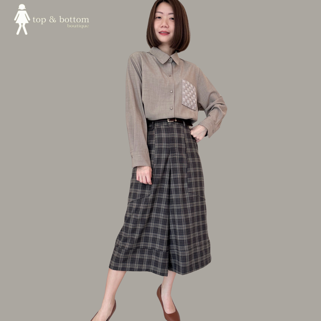 CHECKED WIDE LEG PANT