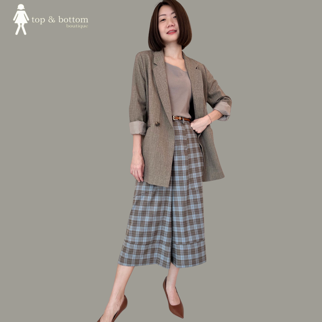 CHECKED WIDE LEG PANT
