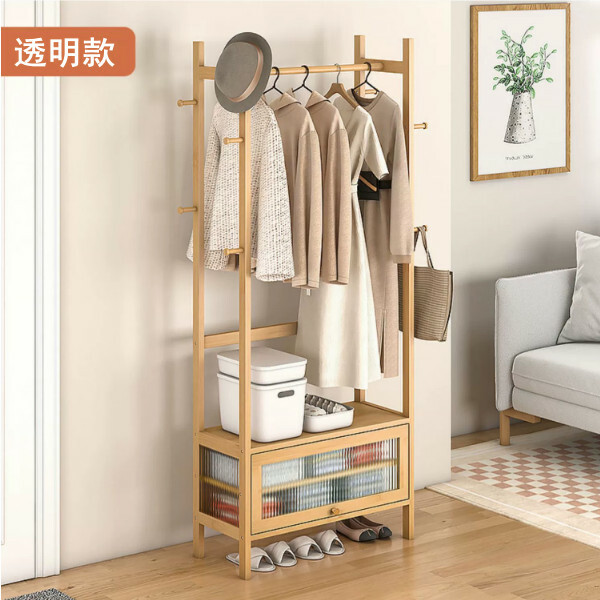 New bamboo solid wood furniture, coat rack, shoe rack, wardrobe [50x30x170cm] transparent style