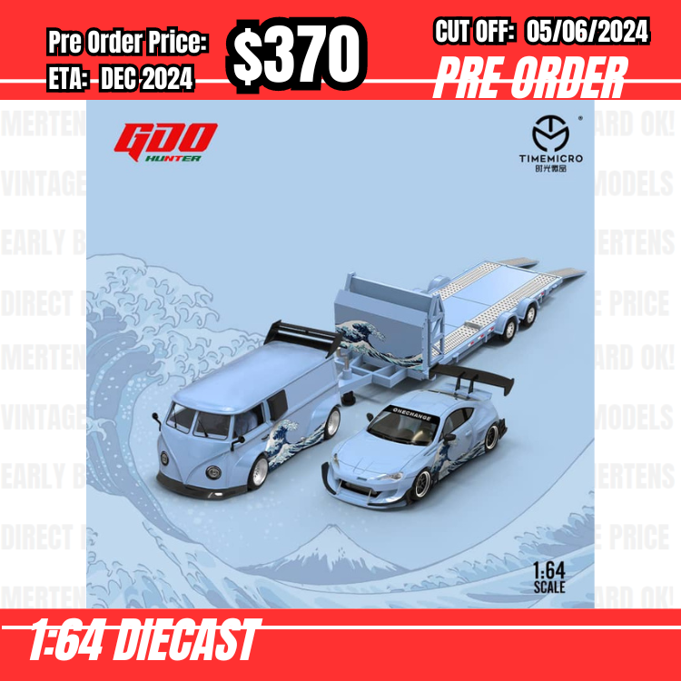 PO-$370 * Time Micro * 1:64 Toyota 86 Pandem Kanagawa + VW T1 Kanagawa + Trailer [OD31/05]