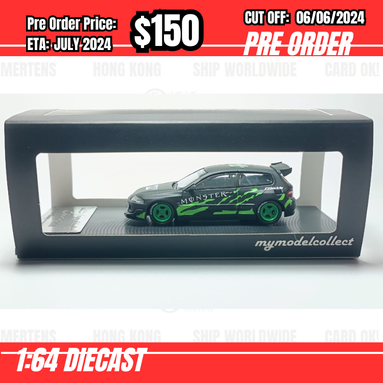 PO-$150 * Model Collect * 1:64 Honda Civic EG Pandem Monster Green [OD31/05]