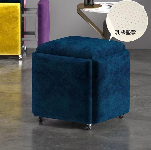 New multifunctional five-in-one combination storage stool sofa stool [(technical velvet latex model) sapphire blue] (size: 45*45*45cm)