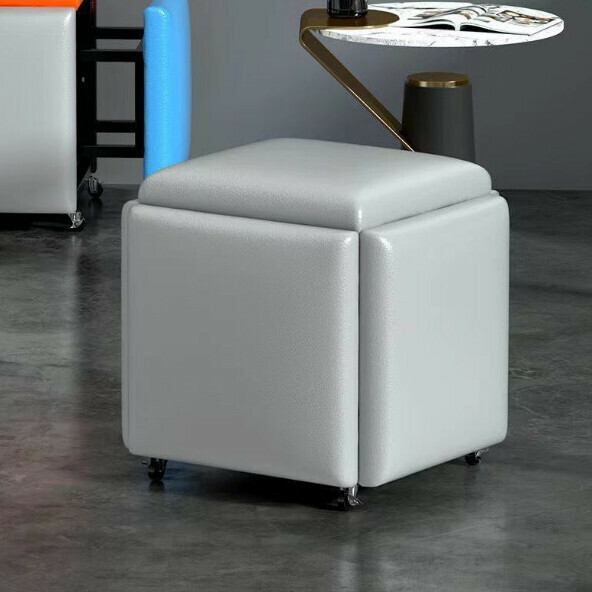 New multifunctional five-in-one combination storage stool sofa stool [(leather sponge model) gray] (size: 35*35*35cm)