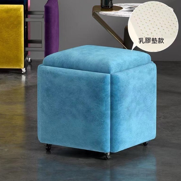 New multifunctional five-in-one combination storage stool sofa stool [(technical velvet latex model) sky blue] (size: 45*45*45cm)