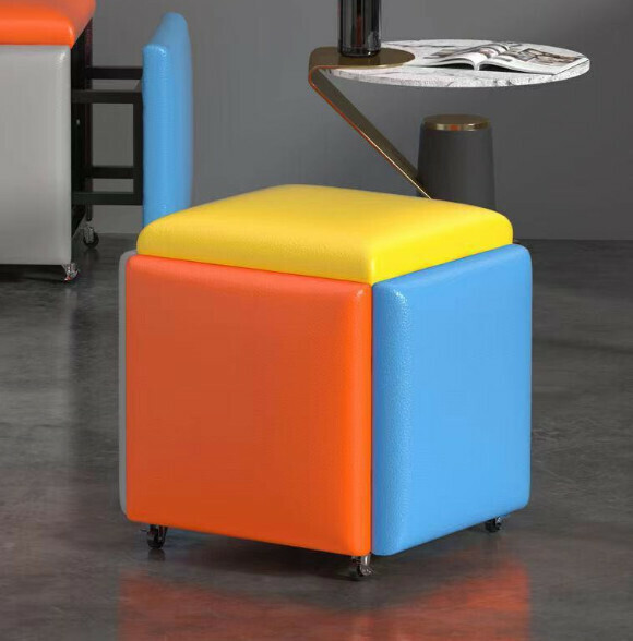 New multifunctional five-in-one combination storage stool sofa stool [(leather sponge model) five colors] (size: 45*45*45cm)