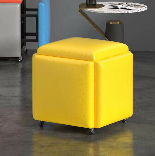 New multifunctional five-in-one combination storage stool sofa stool [(leather sponge model) yellow] (size: 45*45*45cm)