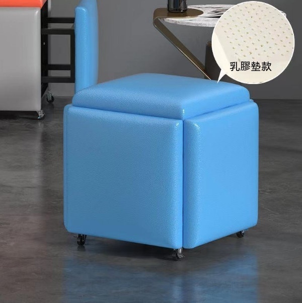 New multifunctional five-in-one combination storage stool sofa stool [(leather latex model) blue] (size: 35*35*35cm)