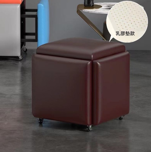Hot selling multifunctional five-in-one combination storage stool sofa stool [(leather latex model) coffee color] (size: 35*35*35cm)