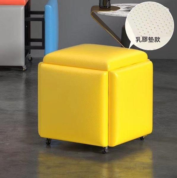Hot selling multifunctional five-in-one combination storage stool sofa stool [(leather latex model) yellow] (size: 35*35*35cm)