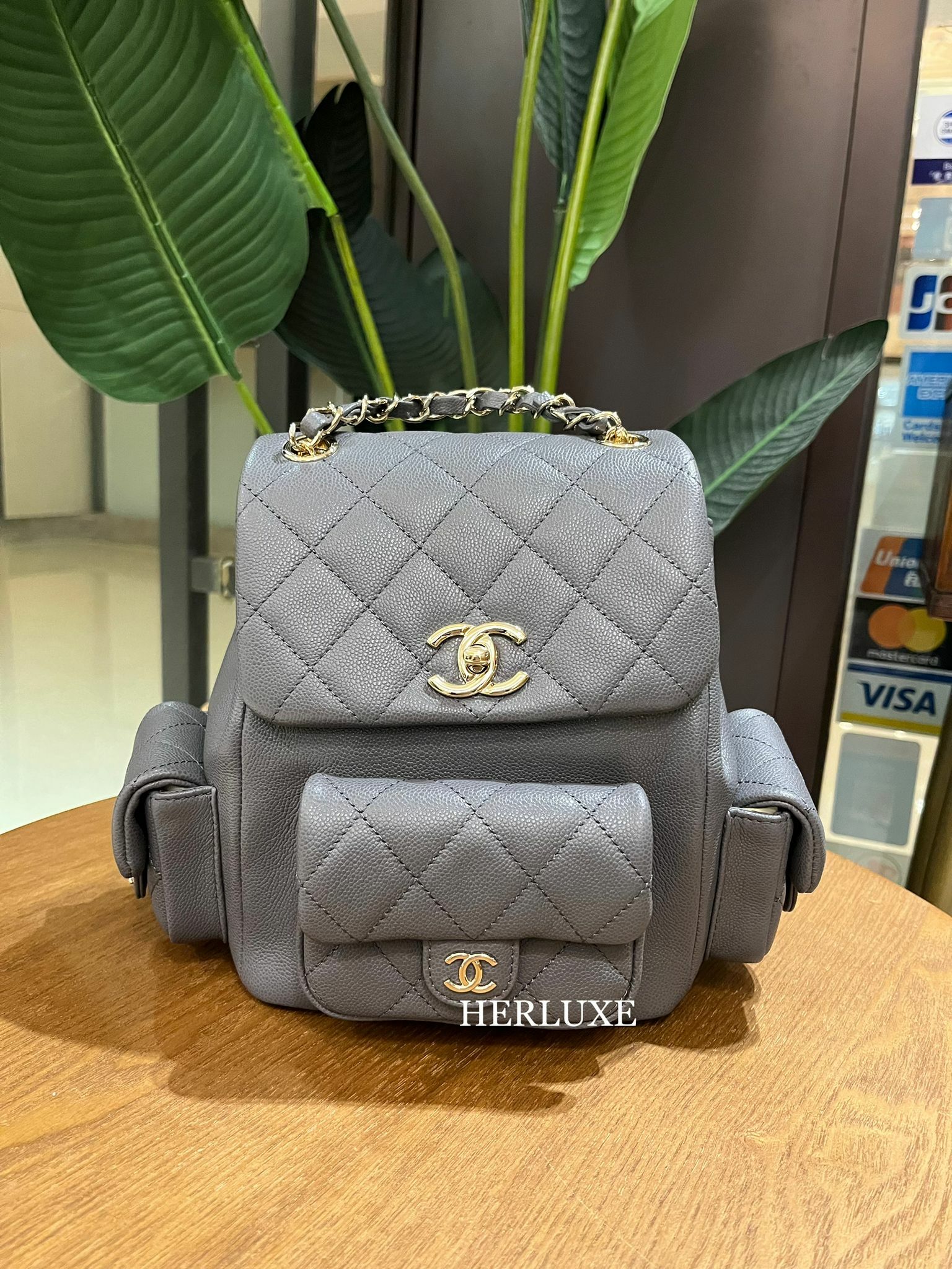 Chanel Duma 灰色 牛皮 小碼