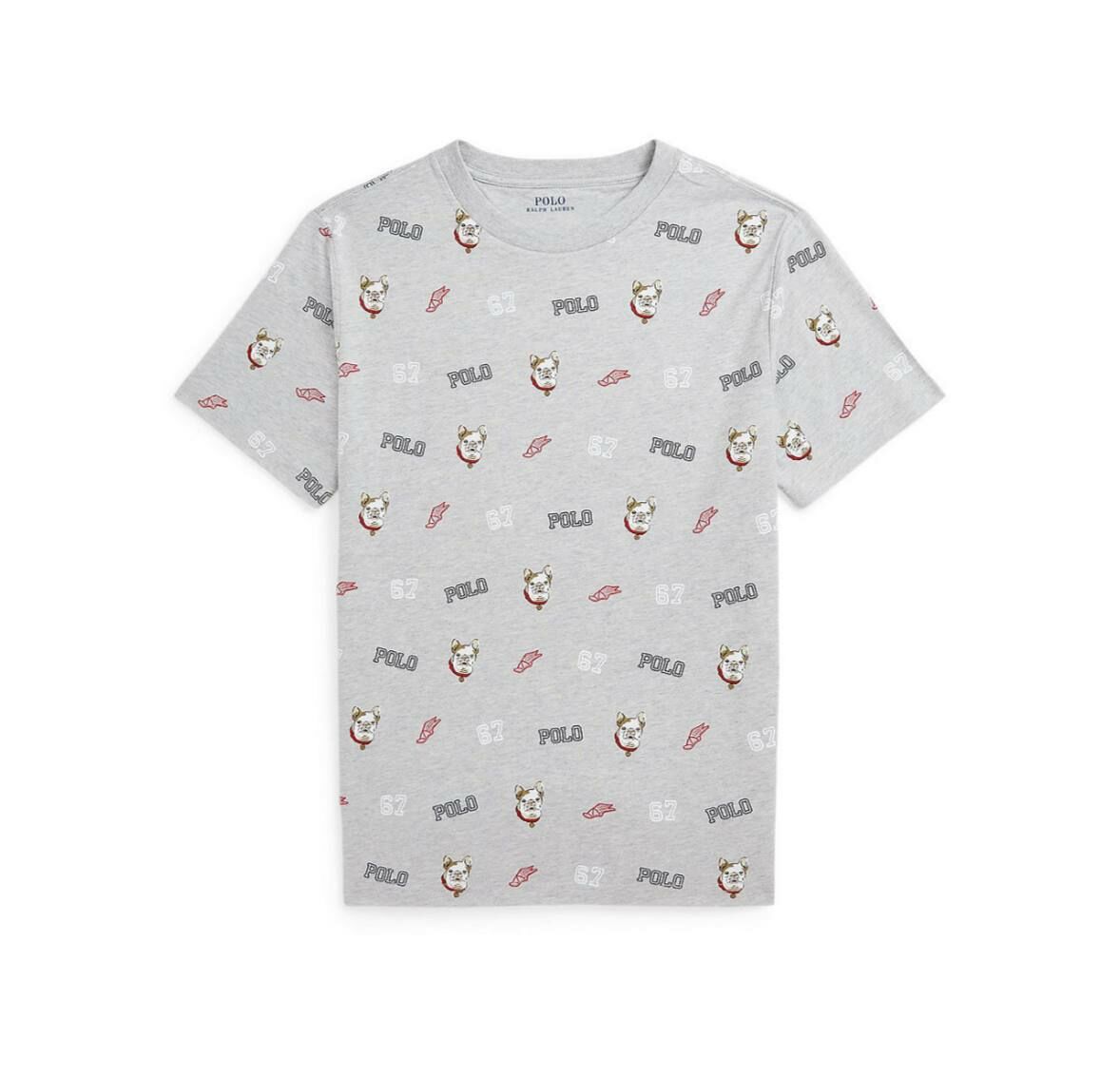 [U] POLO RALPH LAUREN COTTON JERSEY GRAPHIC T-SHIRT,GREY HEATHER, 323936103001-GREY HTR (UZZ129)