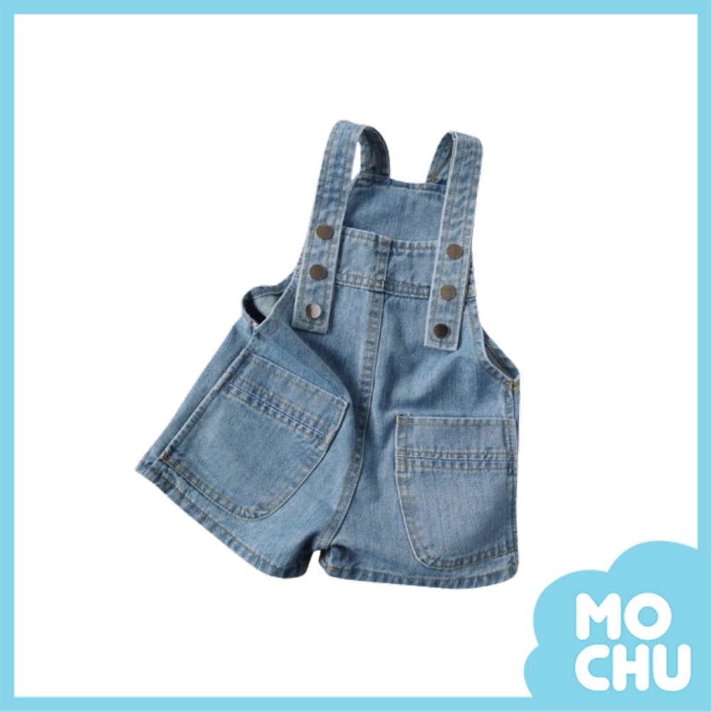 大口袋軟牛仔吊帶短褲