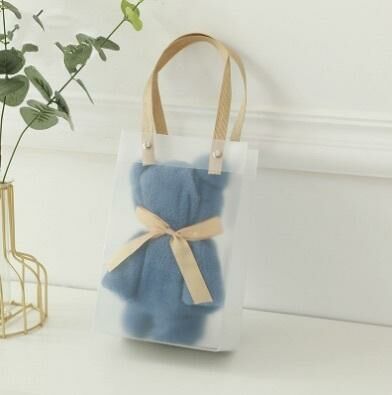 Coral Fleece Bear Towel (Dark Blue) (Size: 35*75cm) (Tote Bag Not Included)