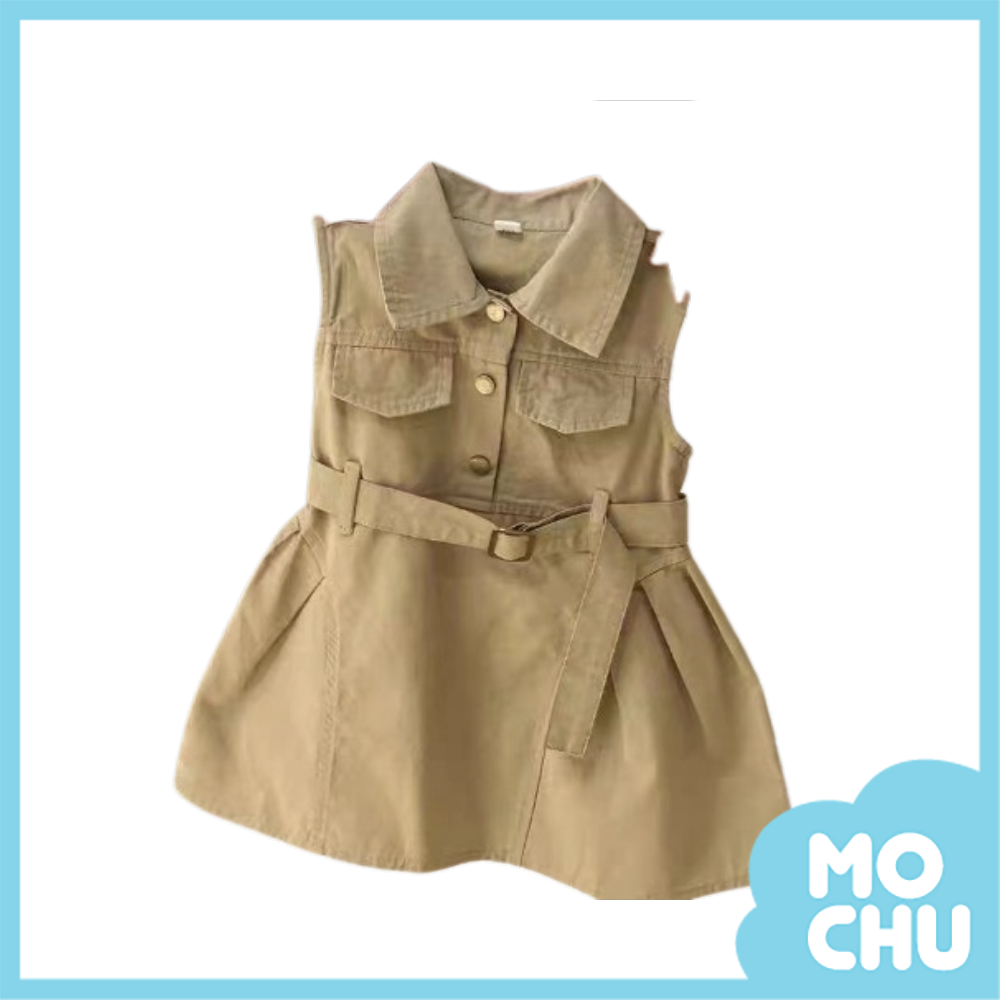工裝風繫帶無袖背心裙