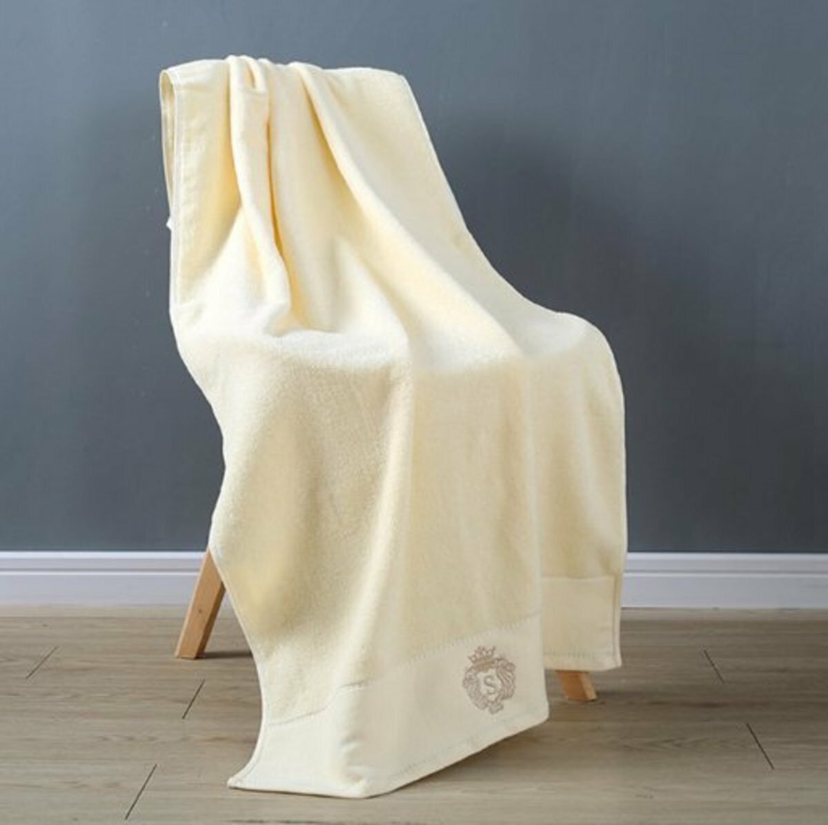 Household items for adults and children cotton wool bath towel (beige, length 35cm*width 75cm)