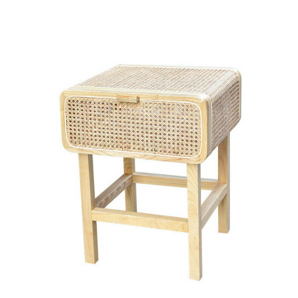 Hotly recommended Korean new woven solid wood bedside table retro ash wood cabinet (white wood color)