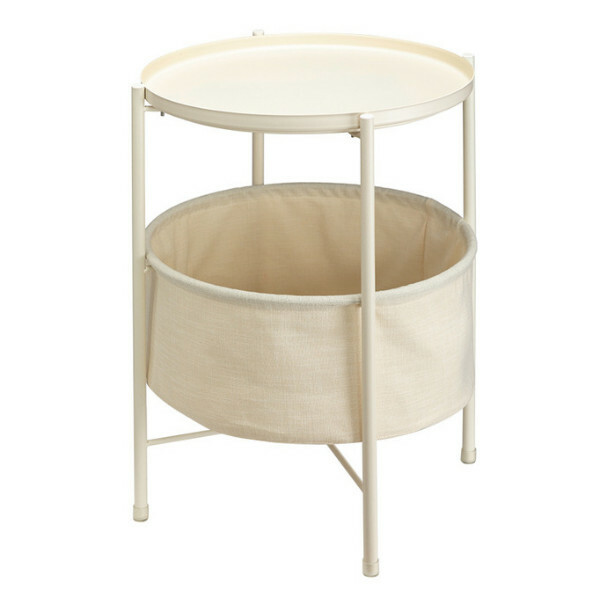 Hotly recommended Nordic iron round table coffee table bedside table storage cabinet (off-white) 42x52cm