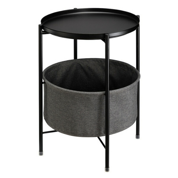 Hotly recommended Nordic iron round table coffee table bedside table storage cabinet (black) 42x52cm