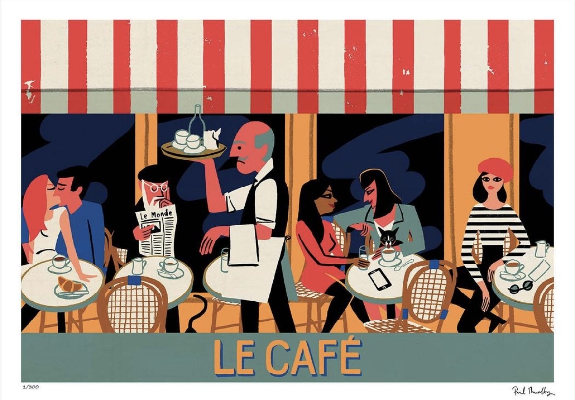 Sergeant Paper Paul Thurlby - Le Cafe - Paris Art Print (SKU: 3760272192571)